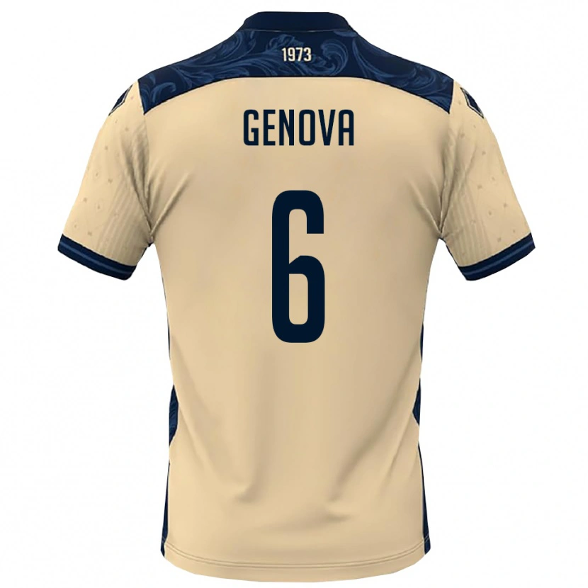 Danxen Kvinder Alessio Genova #6 Hvid Mørkeblå Udebane Spillertrøjer 2025/26 Trøje T-Shirt