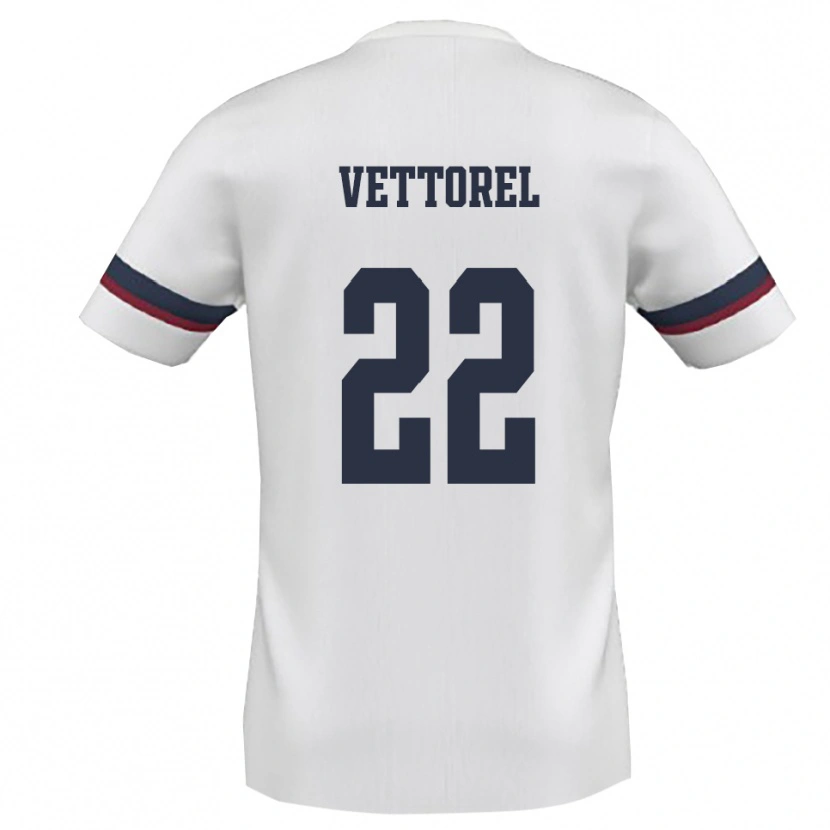 Danxen Kvinder Thomas Vettorel #22 Hvid Rød Udebane Spillertrøjer 2025/26 Trøje T-Shirt