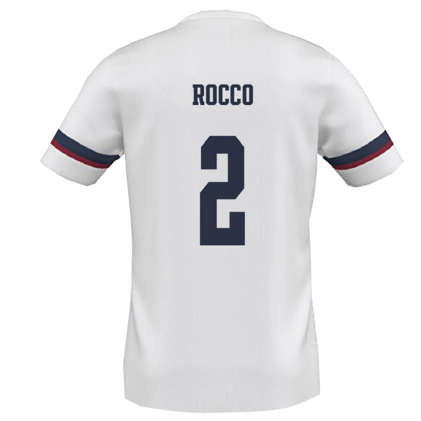 Danxen Kvinder Antonio Rocco #2 Hvid Rød Udebane Spillertrøjer 2025/26 Trøje T-Shirt
