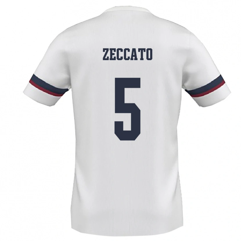 Danxen Kvinder Antonio Zeccato #5 Hvid Rød Udebane Spillertrøjer 2025/26 Trøje T-Shirt