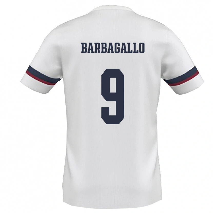 Danxen Kvinder Giuliano Barbagallo #9 Hvid Rød Udebane Spillertrøjer 2025/26 Trøje T-Shirt
