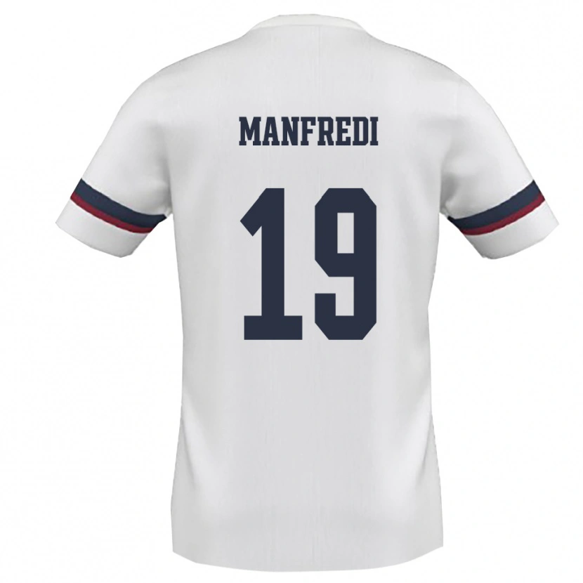 Danxen Kvinder Antonio Manfredi #19 Hvid Rød Udebane Spillertrøjer 2025/26 Trøje T-Shirt