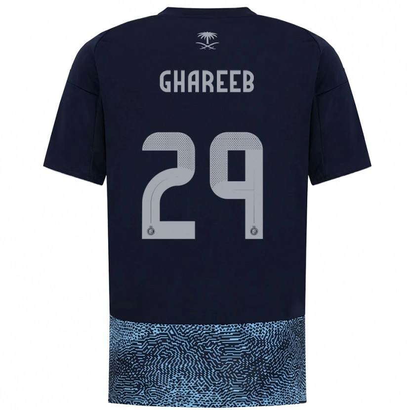 Danxen Kvinder Abdulrahman Ghareeb #29 Mørkeblå Lyseblå Udebane Spillertrøjer 2025/26 Trøje T-Shirt