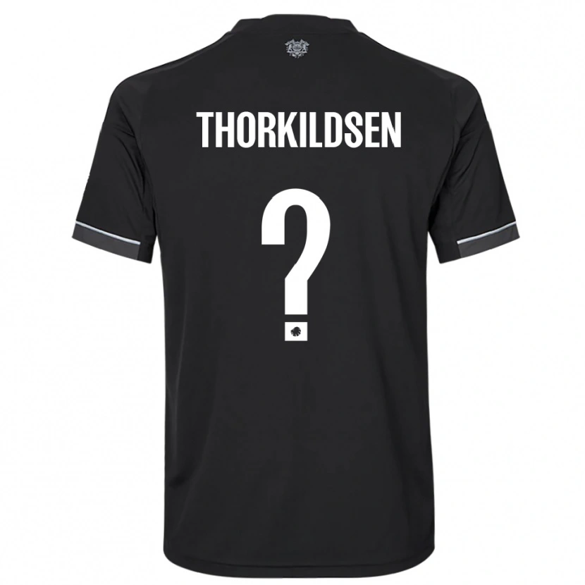 Danxen Kvinder Elias Thorkildsen #0 Sort Hvid Udebane Spillertrøjer 2025/26 Trøje T-Shirt