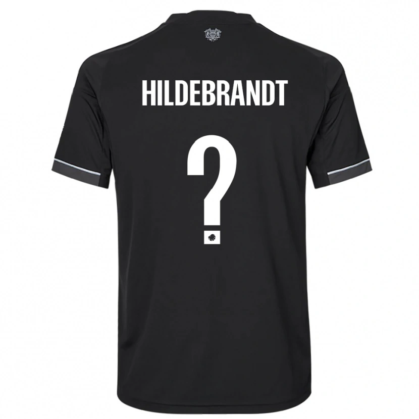 Danxen Kvinder Sylvester Hildebrandt #0 Sort Hvid Udebane Spillertrøjer 2025/26 Trøje T-Shirt