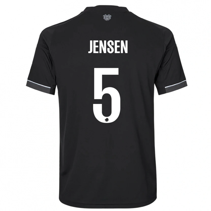 Danxen Kvinder Emma Jensen #5 Sort Hvid Udebane Spillertrøjer 2025/26 Trøje T-Shirt