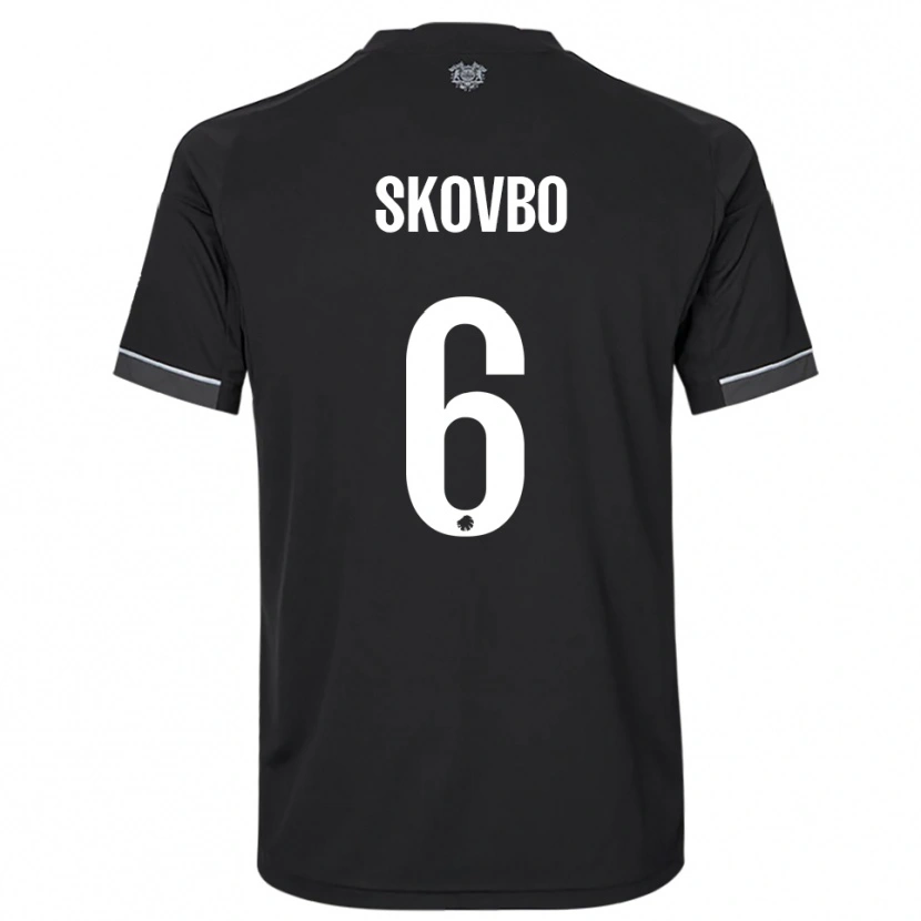 Danxen Kvinder Ida Skovbo #6 Sort Hvid Udebane Spillertrøjer 2025/26 Trøje T-Shirt