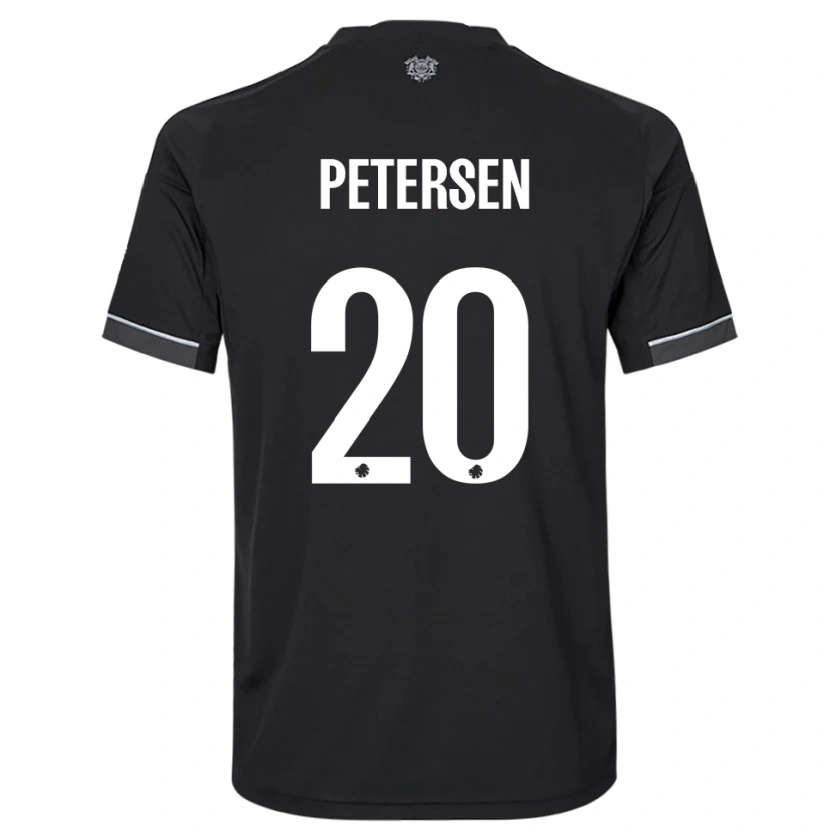Danxen Kvinder Frederik Petersen #20 Sort Hvid Udebane Spillertrøjer 2025/26 Trøje T-Shirt