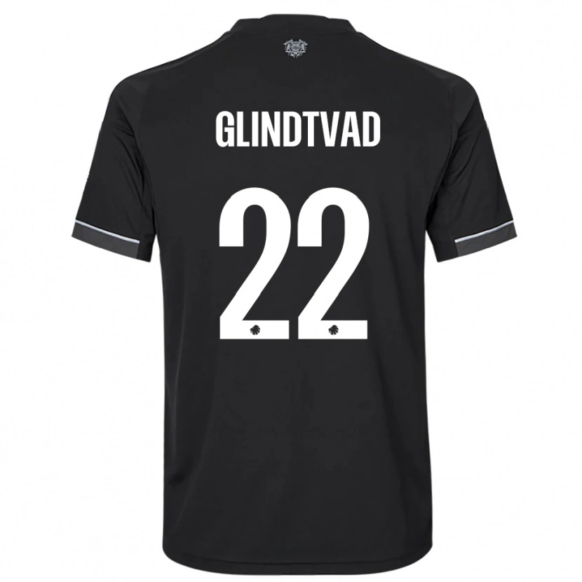 Danxen Kvinder William Glindtvad #22 Sort Hvid Udebane Spillertrøjer 2025/26 Trøje T-Shirt