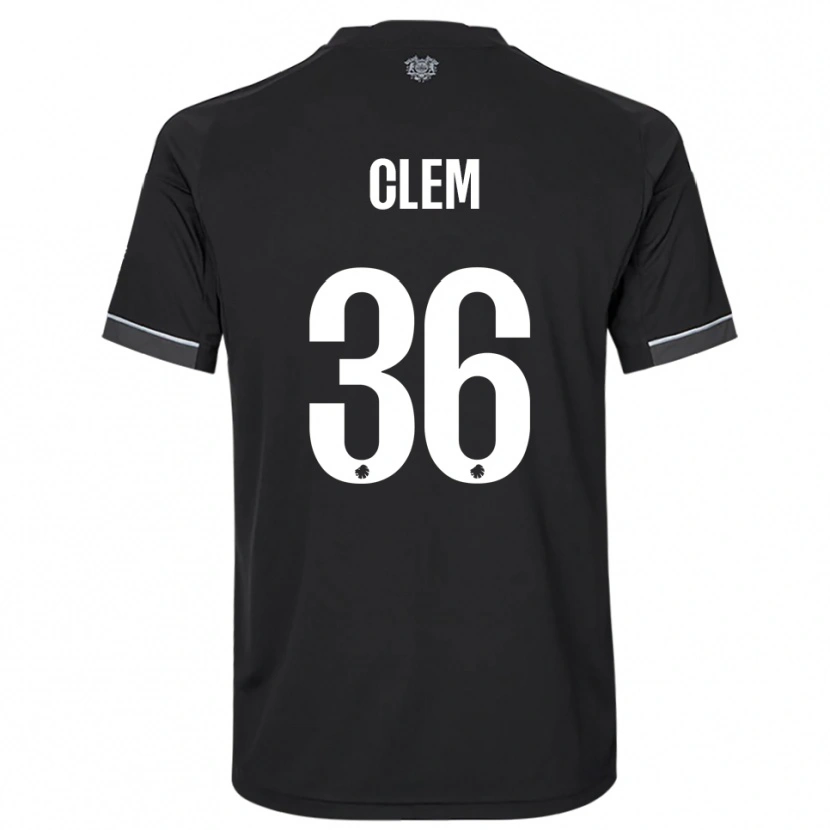 Danxen Kvinder William Clem #36 Sort Hvid Udebane Spillertrøjer 2025/26 Trøje T-Shirt