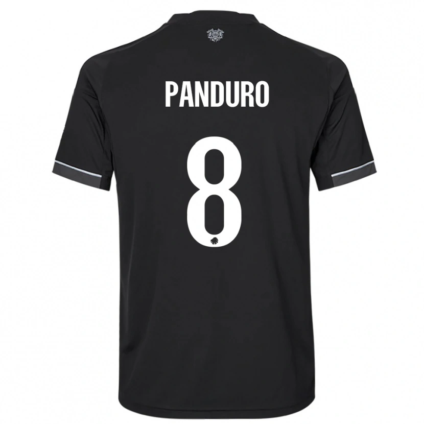 Danxen Kvinder Tristan Panduro #8 Sort Hvid Udebane Spillertrøjer 2025/26 Trøje T-Shirt