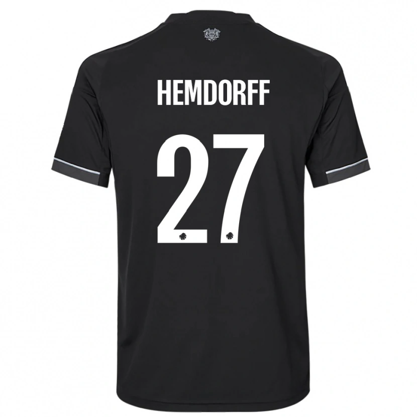 Danxen Kvinder Mathilde Hemdorff #27 Sort Hvid Udebane Spillertrøjer 2025/26 Trøje T-Shirt