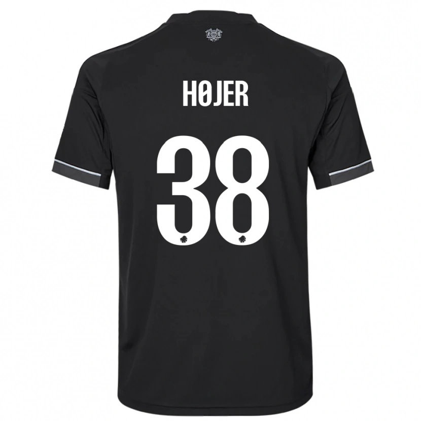Danxen Kvinder Oliver Højer #38 Sort Hvid Udebane Spillertrøjer 2025/26 Trøje T-Shirt