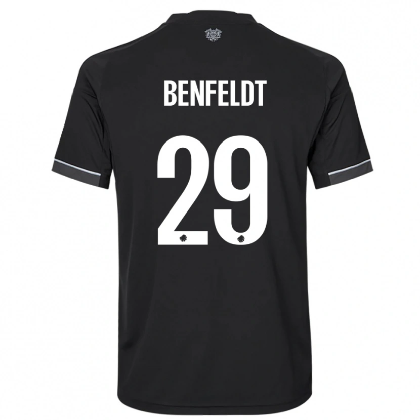 Danxen Kvinder Frederikke Benfeldt #29 Sort Hvid Udebane Spillertrøjer 2025/26 Trøje T-Shirt