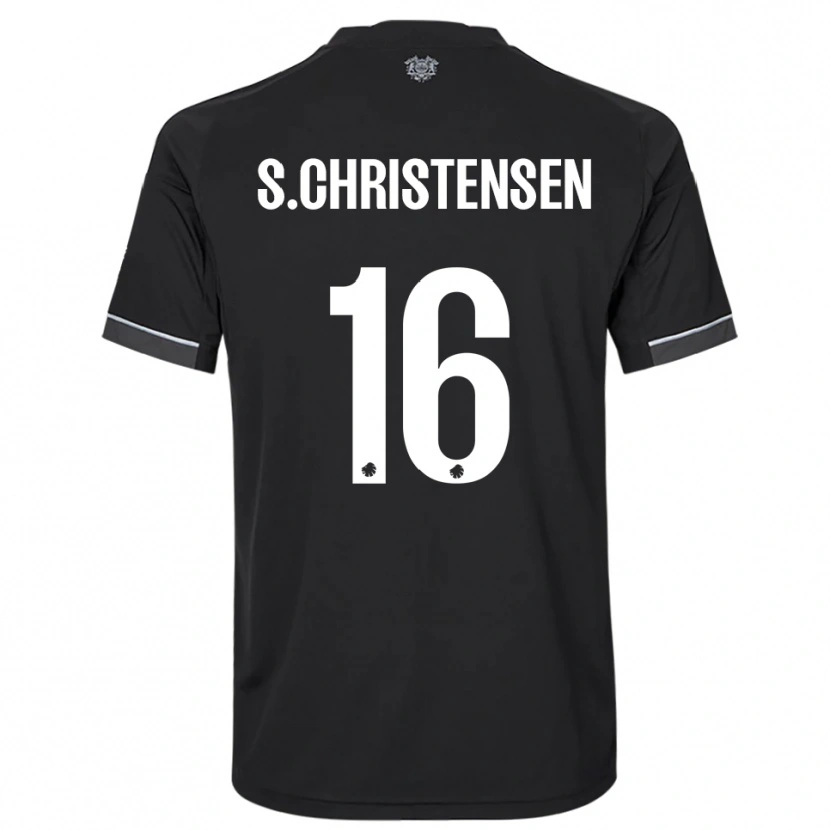 Danxen Kvinder Sebastian Christensen #16 Sort Hvid Udebane Spillertrøjer 2025/26 Trøje T-Shirt