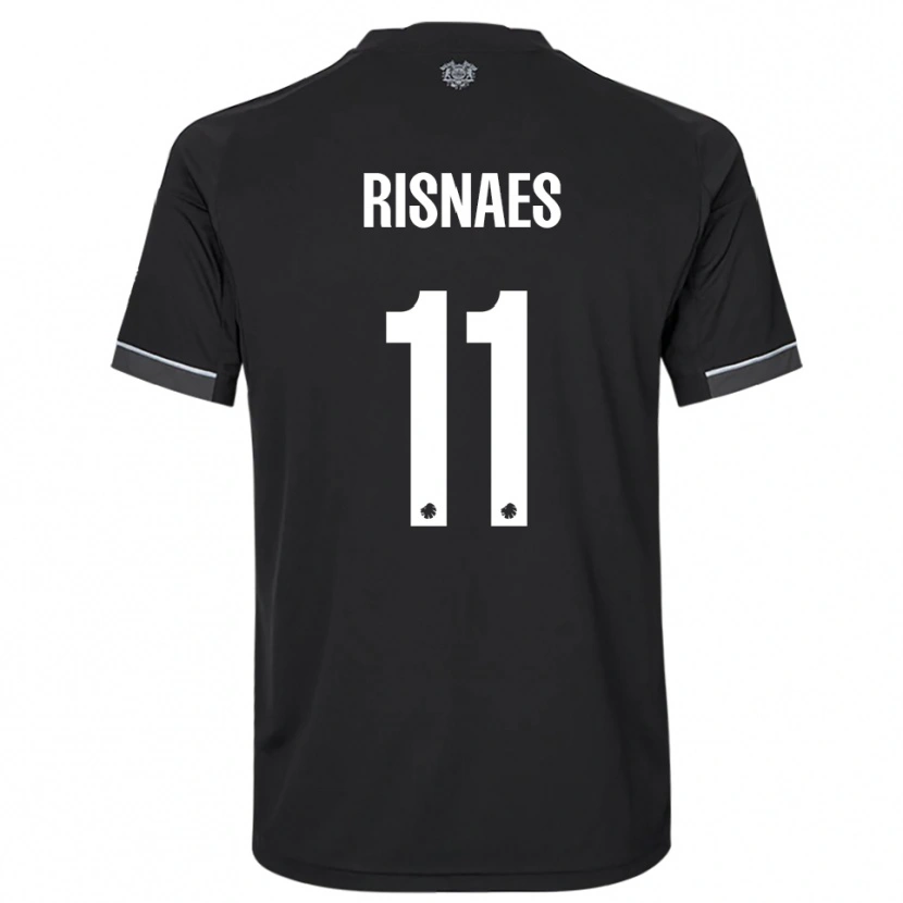 Danxen Kvinder Roberto Risnaes #11 Sort Hvid Udebane Spillertrøjer 2025/26 Trøje T-Shirt