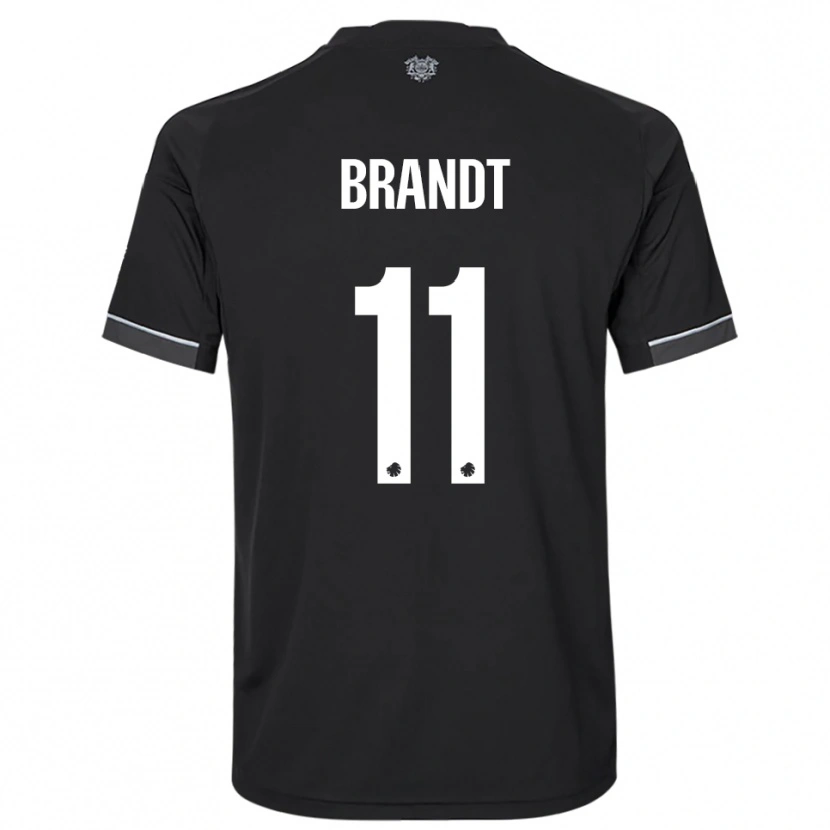 Danxen Kvinder Emma Brandt #11 Sort Hvid Udebane Spillertrøjer 2025/26 Trøje T-Shirt