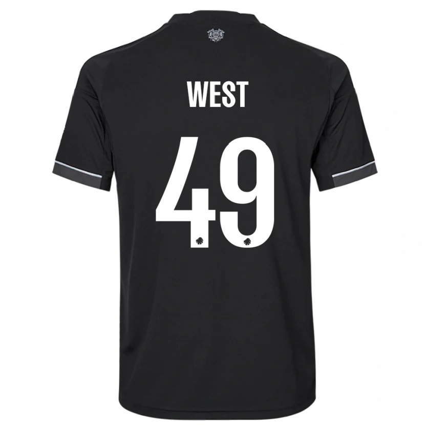 Danxen Kvinder Liam West #49 Sort Hvid Udebane Spillertrøjer 2025/26 Trøje T-Shirt