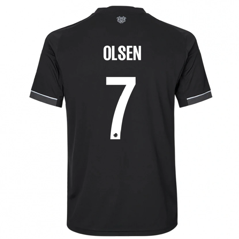 Danxen Kvinder Gunnar Olsen #7 Sort Hvid Udebane Spillertrøjer 2025/26 Trøje T-Shirt