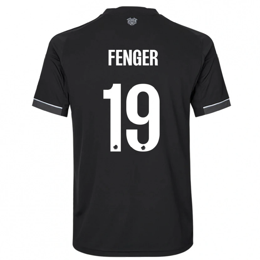 Danxen Kvinder Oskar Fenger #19 Sort Hvid Udebane Spillertrøjer 2025/26 Trøje T-Shirt