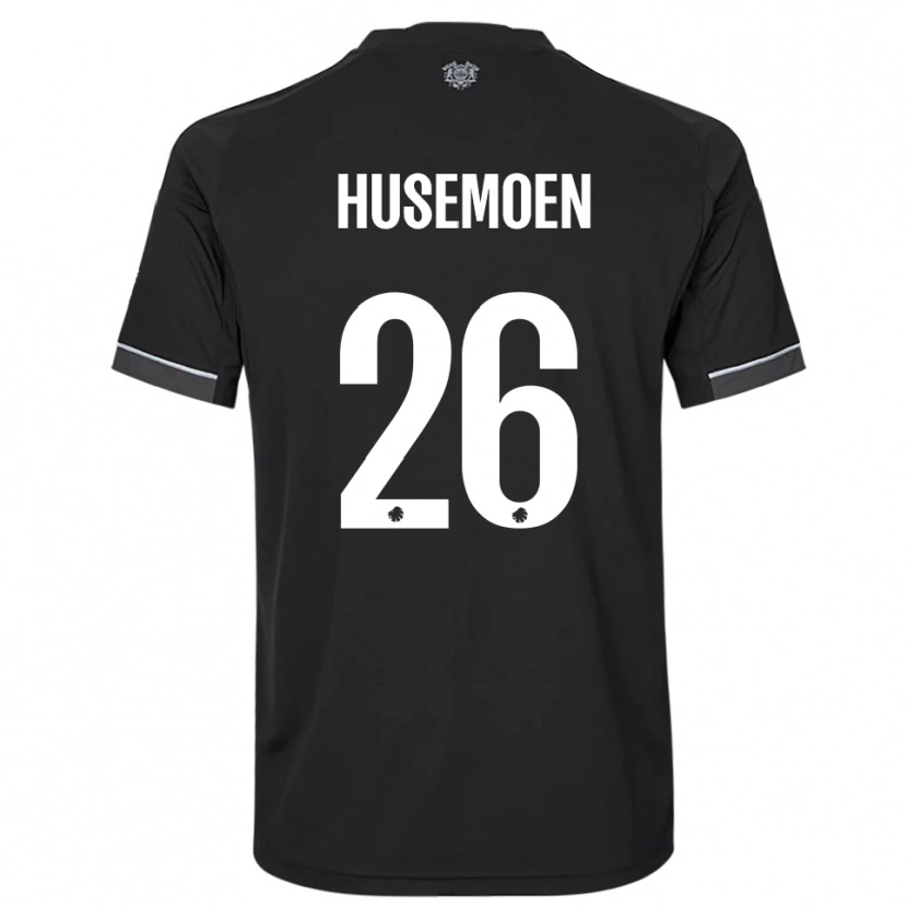Danxen Kvinder Astrid Husemoen #26 Sort Hvid Udebane Spillertrøjer 2025/26 Trøje T-Shirt