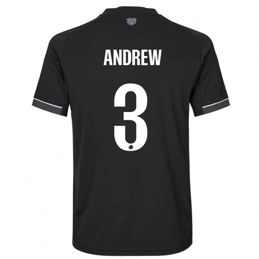 Danxen Kvinder Tristan Andrew #3 Sort Hvid Udebane Spillertrøjer 2025/26 Trøje T-Shirt