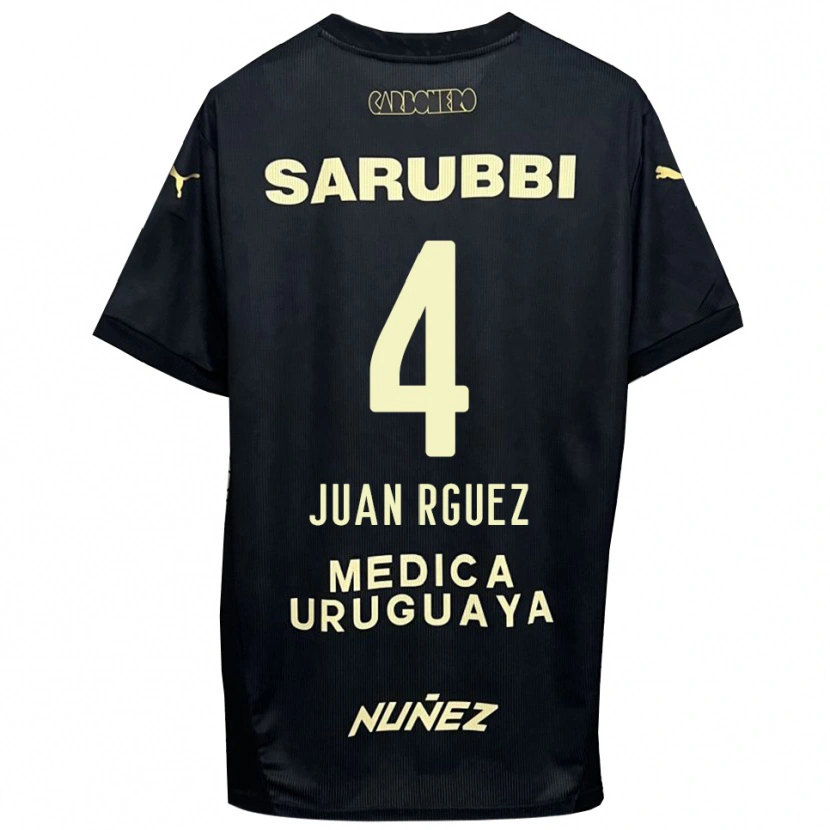 Danxen Kvinder Juan Rodríguez #4 Sort Guld Udebane Spillertrøjer 2025/26 Trøje T-Shirt