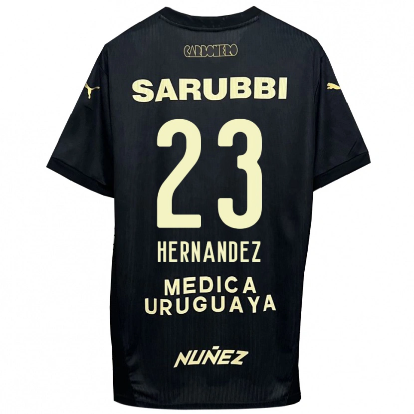 Danxen Kvinder Abel Hernandez #23 Sort Guld Udebane Spillertrøjer 2025/26 Trøje T-Shirt