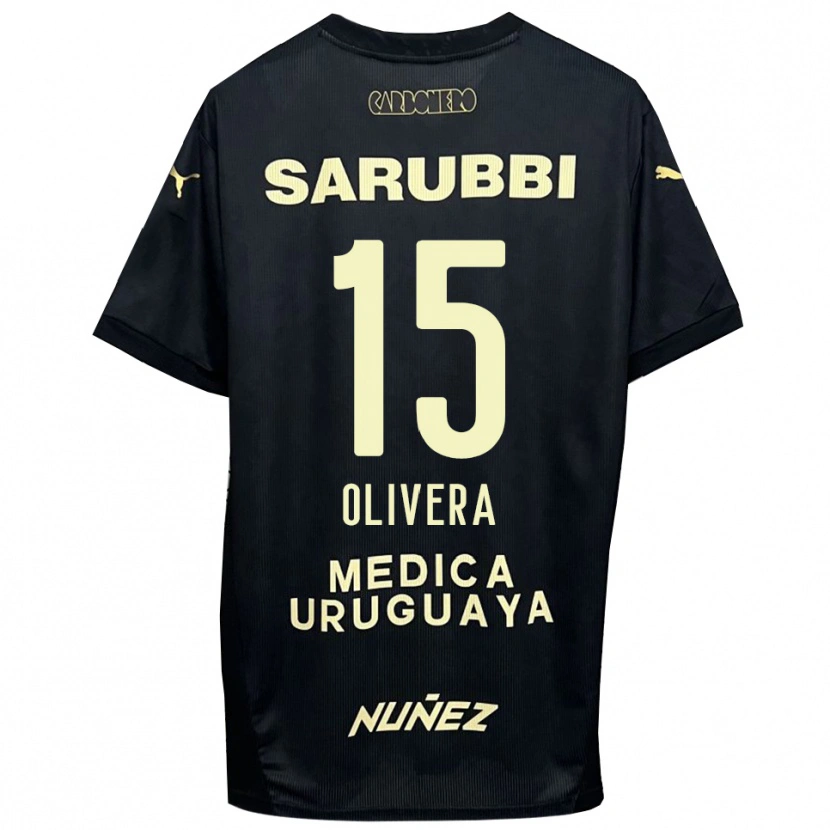 Danxen Kvinder Maximiliano Olivera #15 Sort Guld Udebane Spillertrøjer 2025/26 Trøje T-Shirt