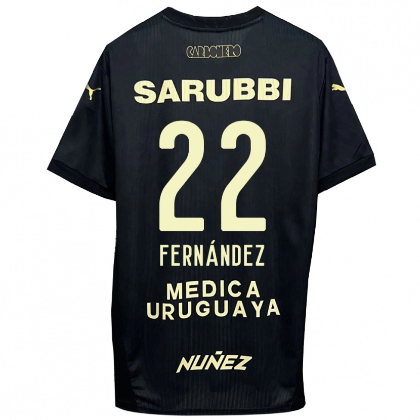 Danxen Kvinder Francisco Fernández #22 Sort Guld Udebane Spillertrøjer 2025/26 Trøje T-Shirt