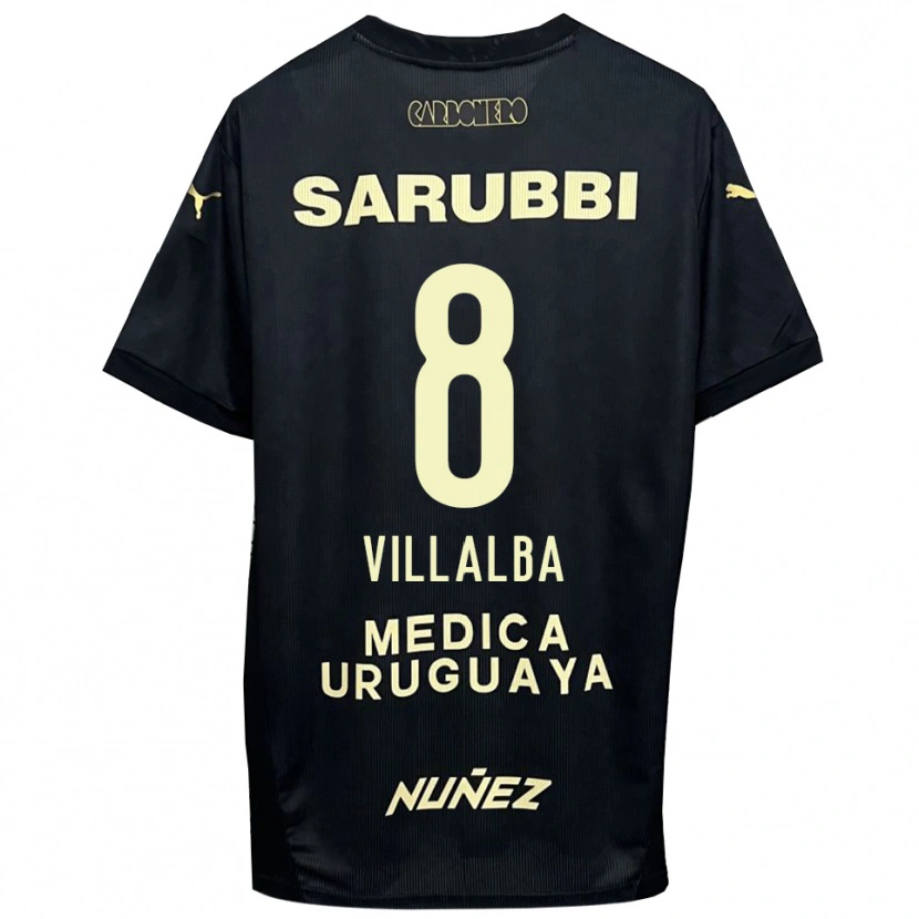 Danxen Kvinder Héctor Villalba #8 Sort Guld Udebane Spillertrøjer 2025/26 Trøje T-Shirt