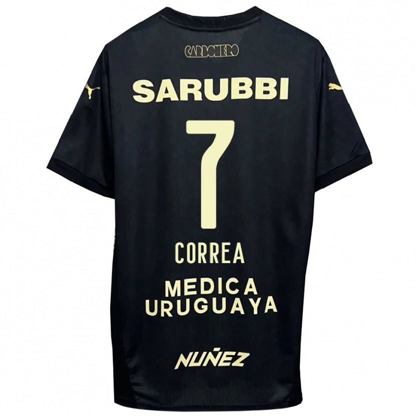 Danxen Kvinder Franco Correa #7 Sort Guld Udebane Spillertrøjer 2025/26 Trøje T-Shirt