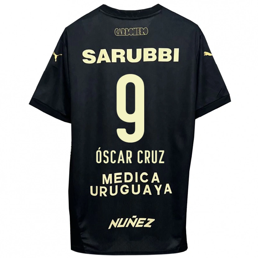 Danxen Kvinder Óscar Cruz #9 Sort Guld Udebane Spillertrøjer 2025/26 Trøje T-Shirt