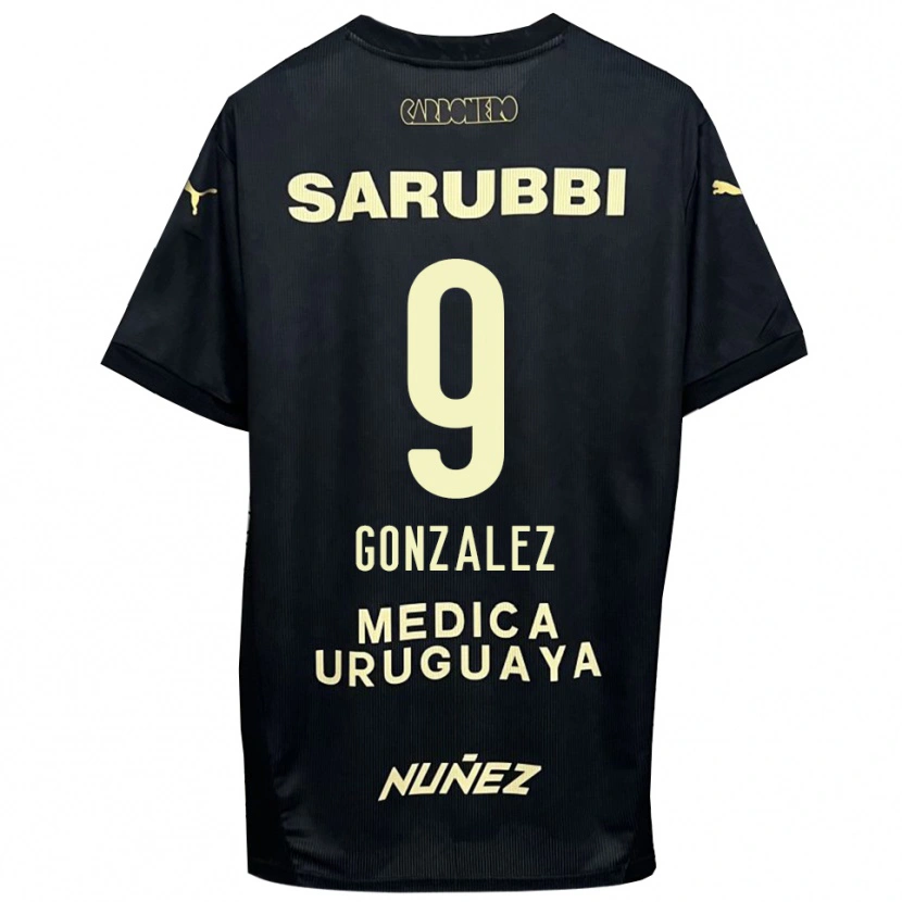 Danxen Kvinder Franco González #9 Sort Guld Udebane Spillertrøjer 2025/26 Trøje T-Shirt
