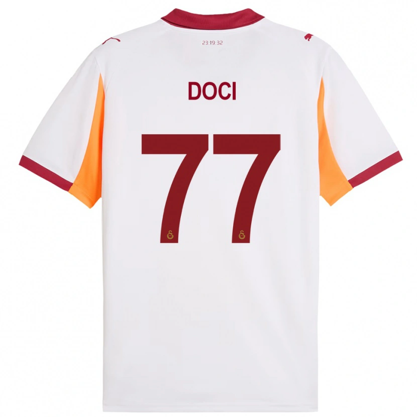 Danxen Kvinder Megi Doci #77 Hvid Rød Udebane Spillertrøjer 2025/26 Trøje T-Shirt