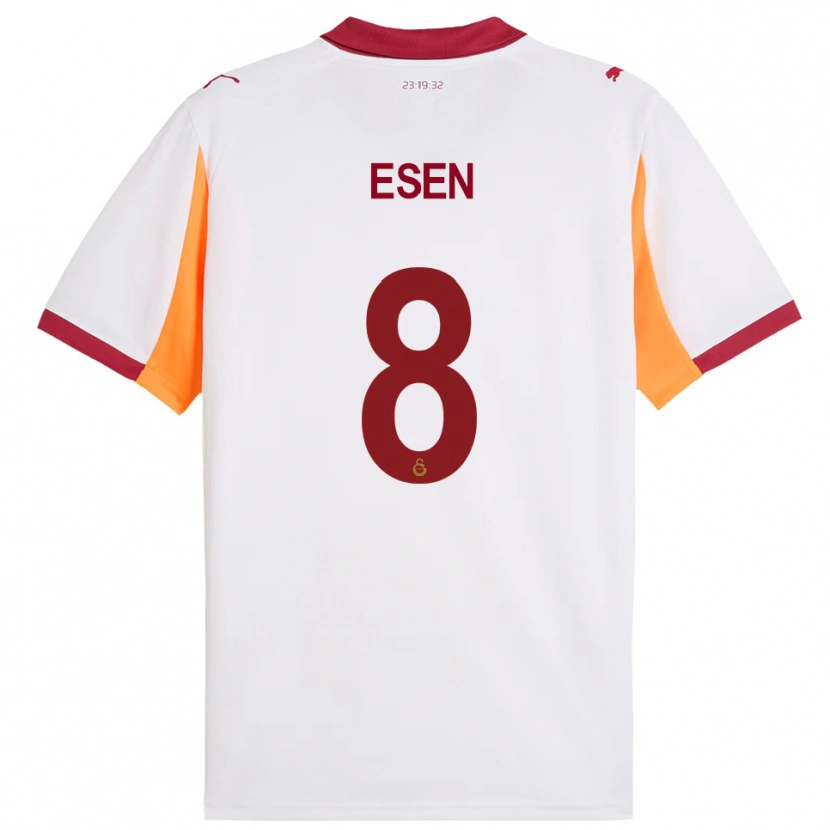 Danxen Kvinder Emine Ecem Esen #8 Hvid Rød Udebane Spillertrøjer 2025/26 Trøje T-Shirt