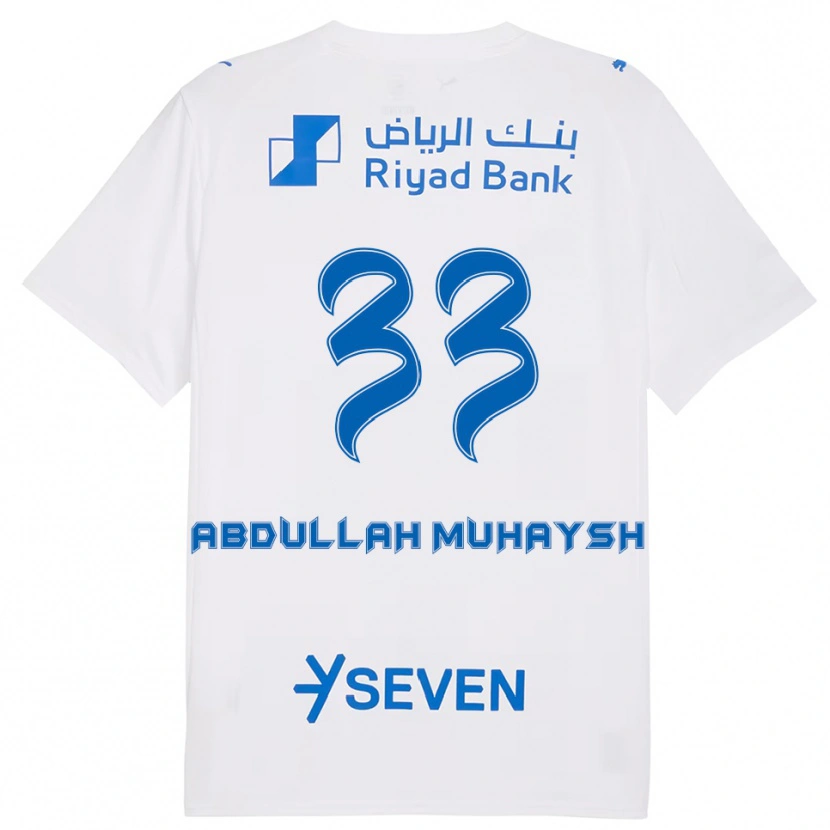 Danxen Kvinder Mohammed Abdullah Muhaysh #33 Hvid Blå Udebane Spillertrøjer 2025/26 Trøje T-Shirt
