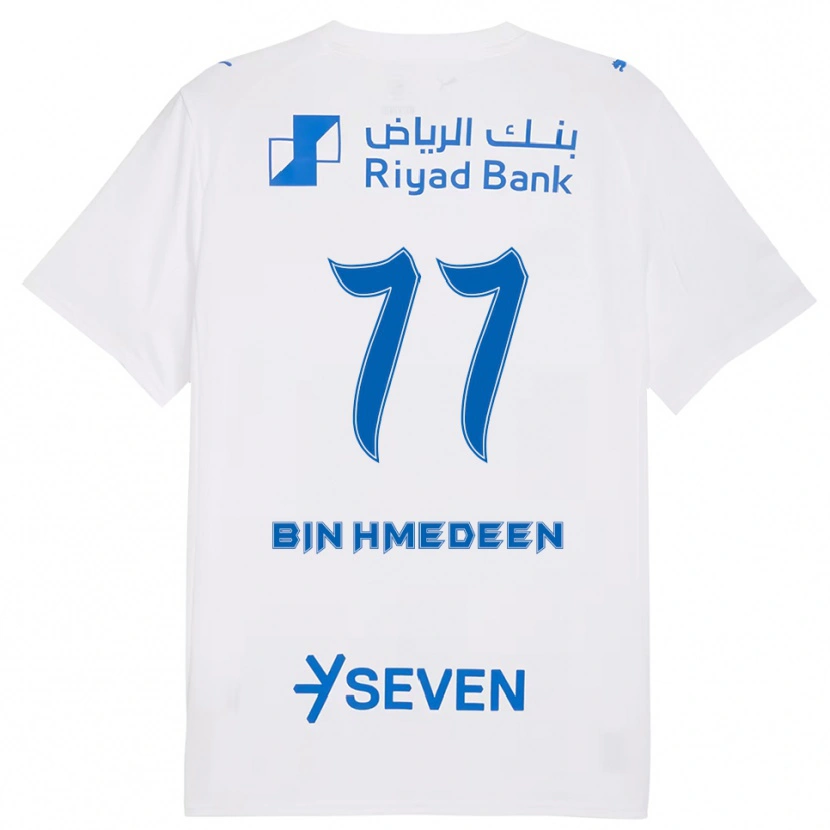 Danxen Kvinder Raghad Bin Hmedeen #77 Hvid Blå Udebane Spillertrøjer 2025/26 Trøje T-Shirt