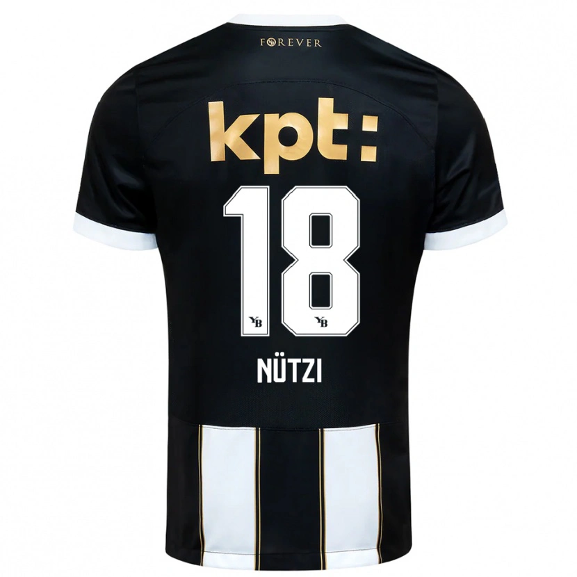 Danxen Kvinder Timon Nützi #18 Sort Hvid Udebane Spillertrøjer 2025/26 Trøje T-Shirt