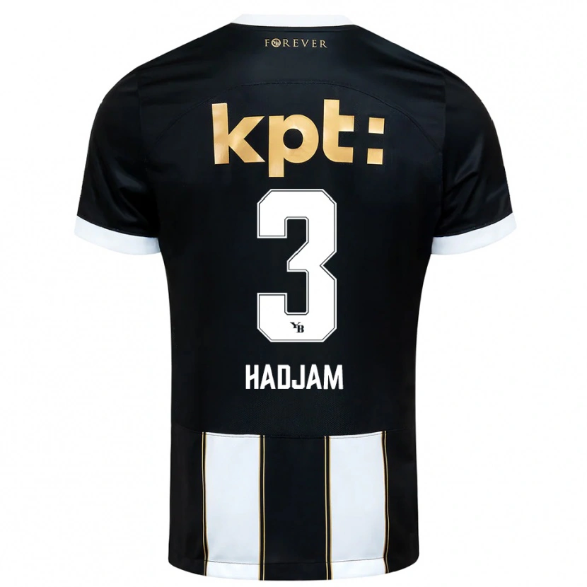 Danxen Kvinder Jaouen Hadjam #3 Sort Hvid Udebane Spillertrøjer 2025/26 Trøje T-Shirt