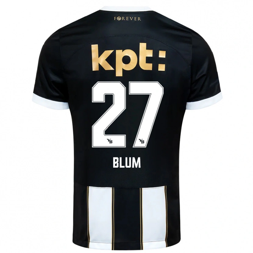 Danxen Kvinder Lewin Blum #27 Sort Hvid Udebane Spillertrøjer 2025/26 Trøje T-Shirt