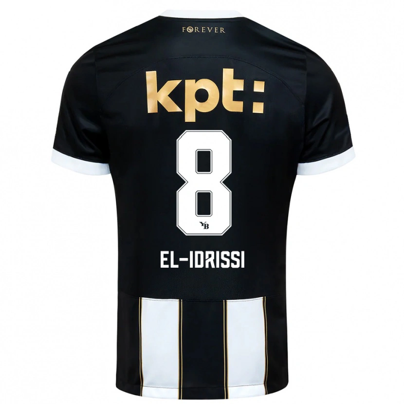 Danxen Kvinder Ben El-Idrissi #8 Sort Hvid Udebane Spillertrøjer 2025/26 Trøje T-Shirt
