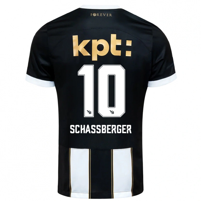 Danxen Kvinder Julia Schassberger #10 Sort Hvid Udebane Spillertrøjer 2025/26 Trøje T-Shirt