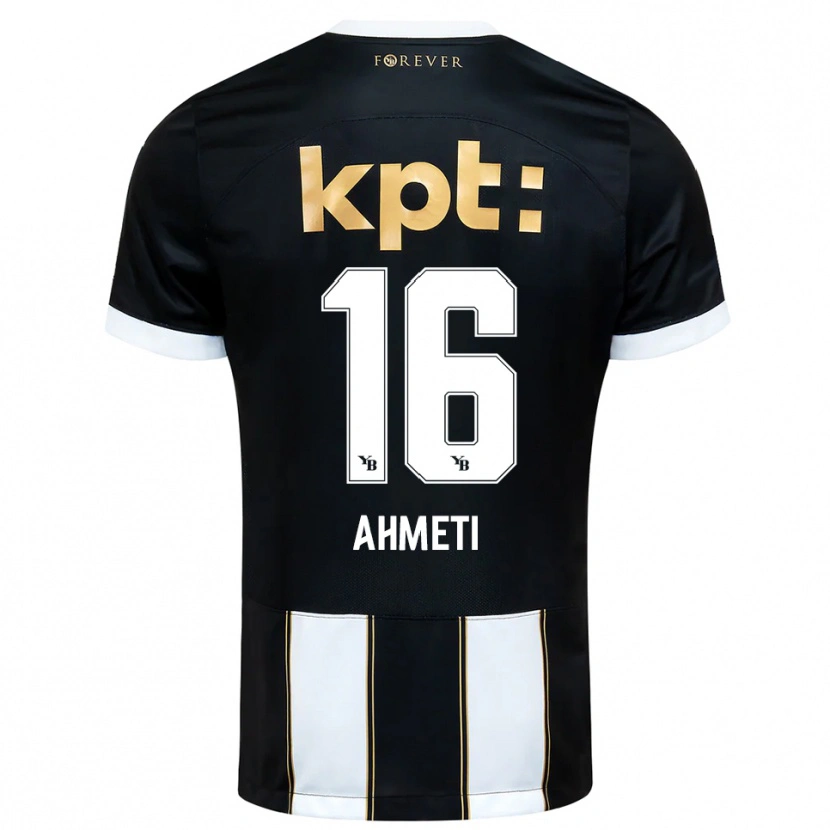 Danxen Kvinder Donart Ahmeti #16 Sort Hvid Udebane Spillertrøjer 2025/26 Trøje T-Shirt