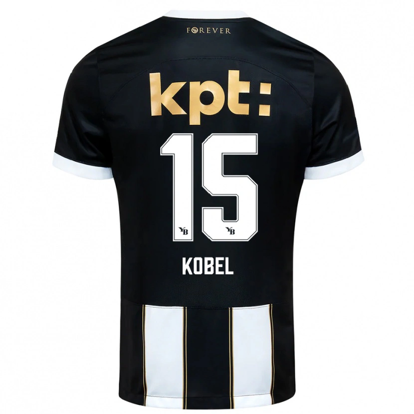 Danxen Kvinder Jori Kobel #15 Sort Hvid Udebane Spillertrøjer 2025/26 Trøje T-Shirt