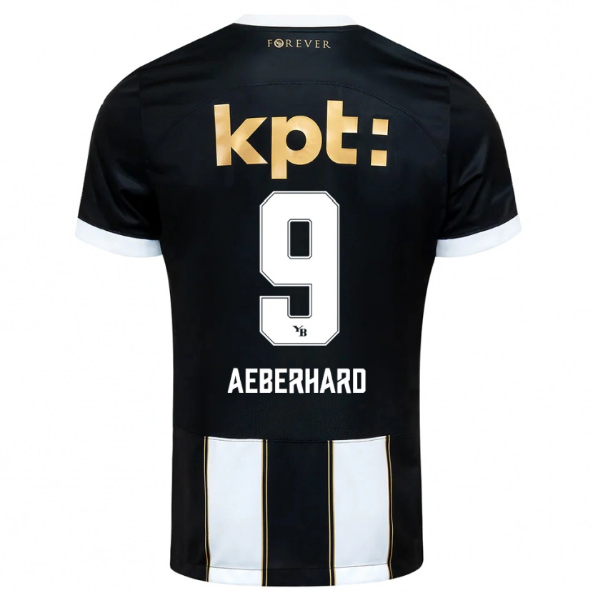Danxen Kvinder Ben Aeberhard #9 Sort Hvid Udebane Spillertrøjer 2025/26 Trøje T-Shirt