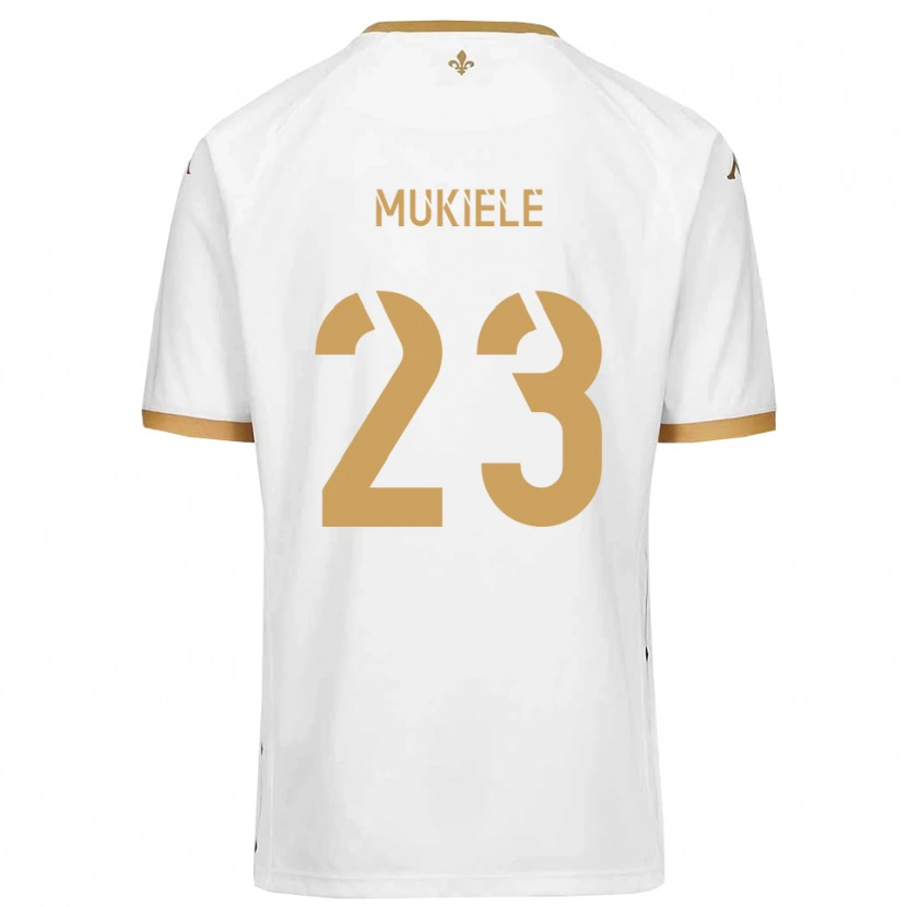 Danxen Kvinder Norvin Mukiele #23 Hvid Guld Udebane Spillertrøjer 2025/26 Trøje T-Shirt