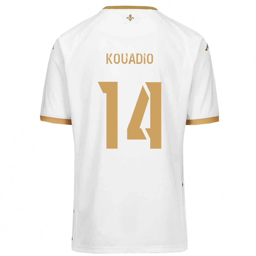 Danxen Kvinder Loïc Kouadio #14 Hvid Guld Udebane Spillertrøjer 2025/26 Trøje T-Shirt