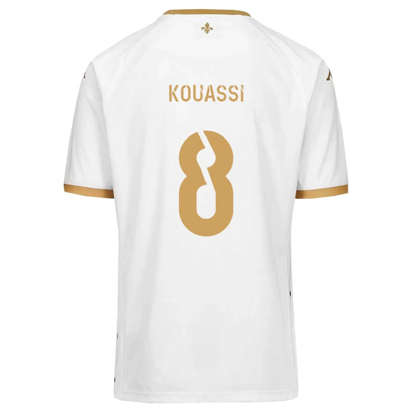 Danxen Kvinder Odilon Kouassi #8 Hvid Guld Udebane Spillertrøjer 2025/26 Trøje T-Shirt