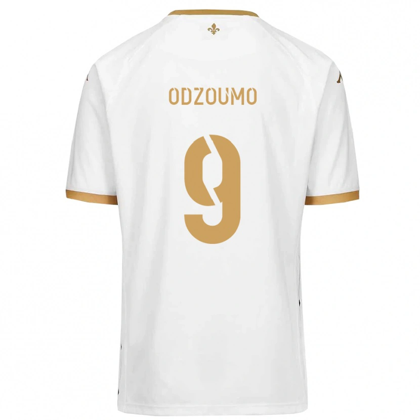 Danxen Kvinder Cédric Odzoumo #9 Hvid Guld Udebane Spillertrøjer 2025/26 Trøje T-Shirt